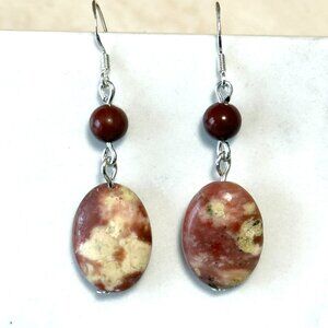 2/$20, Natural Pink Jasper Earrings, Genuine Gemstone & Sterling Silver Hooks